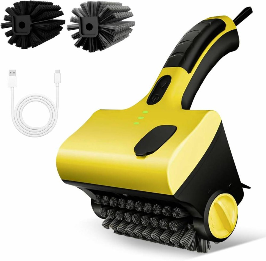 Suteng Cordless Electric Grill Cleaner Brush with Liquid Tank, Rechargeable BBQ Scrubber, 2-Speed 360° Rotating Bristles, Includes Replacement Brush Heads