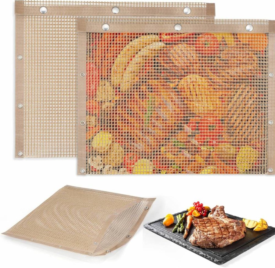 Aoocan 5-Piece Non-Stick Copper Grill Mat Set - Reusable BBQ Grilling Mats for Gas, Electric & Charcoal Grills, 15.75 x 13 Inch, Easy to Clean, As Seen on TV