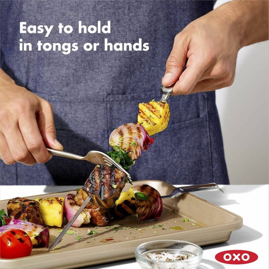 OXO Stainless Steel Grilling Skewers Set - 6-Piece BBQ Skewers for Grilling by OXO Good Grips