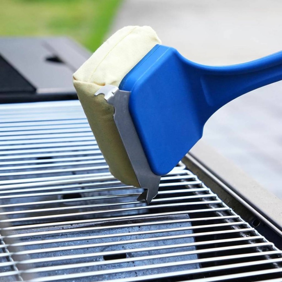 BSTTEK BBQ Grill Cleaner Brush with Heat-Resistant Kevlar Head, Multi-Function Scraper Tool for Weber & Most Grates, Bristle-Free Heavy-Duty Grill Accessories