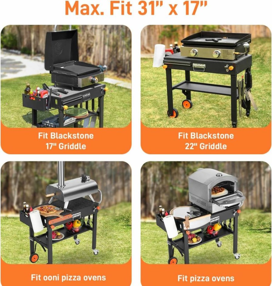 DeintYei Portable Outdoor Grill Table with Folding Design, Sturdy Blackstone Griddle Stand, Large Cooking Space & Paper Towel Holder for Ninja Grills, Camping & Backyard BBQs