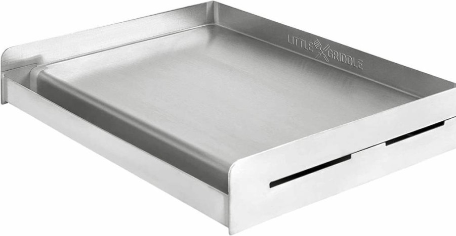 LITTLE GRIDDLE Sq180 Universal Stainless Steel Grill Griddle - 18"x13"x3" for Charcoal, Gas Grills, Camping, Tailgating & Outdoor Cooking