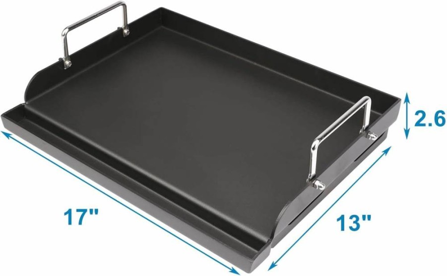 Utheer 25x16 Inch Pre-Seasoned Cast Iron Griddle for Outdoor Cooking - Nonstick Flat Top Grill with Grease Groove, Reinforced Edges & High Sidewalls - Compatible with Gas, Charcoal, Camping & Tailgating