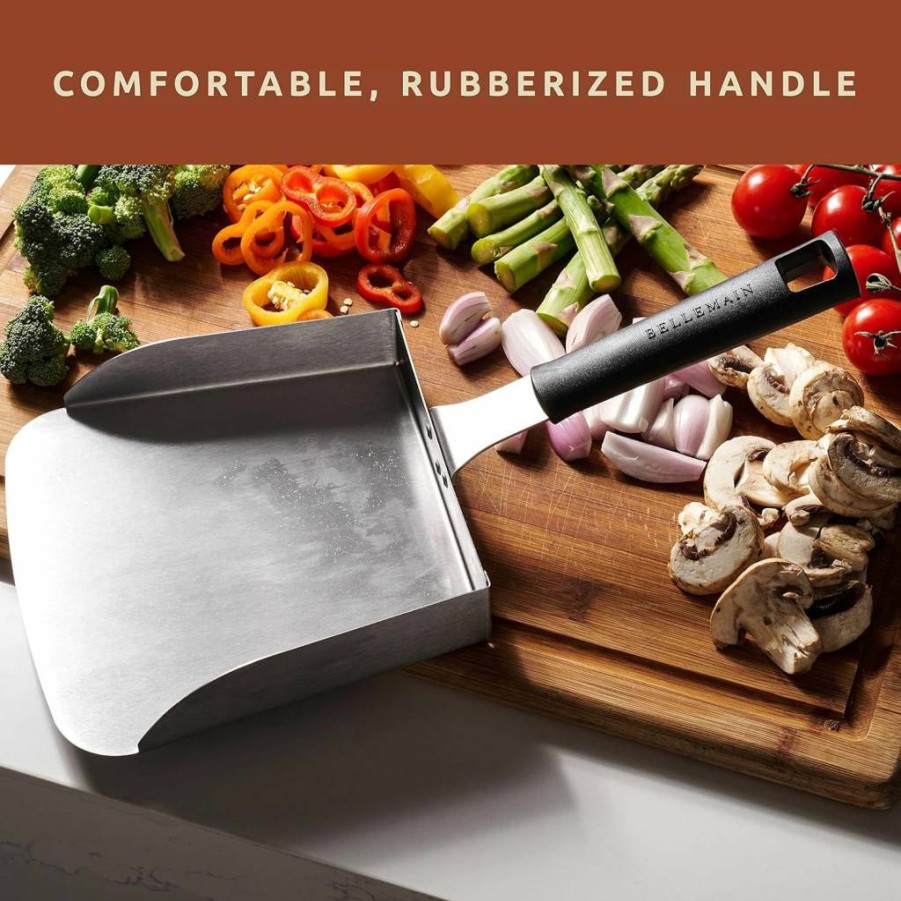 Bellemain Stainless Steel Burger Spatula for Griddle - Heavy Duty Scraper, Food Turner for Flat Top Grill, Hibachi, Smash Burgers & Stir Fry - Large Grill Accessories Tool