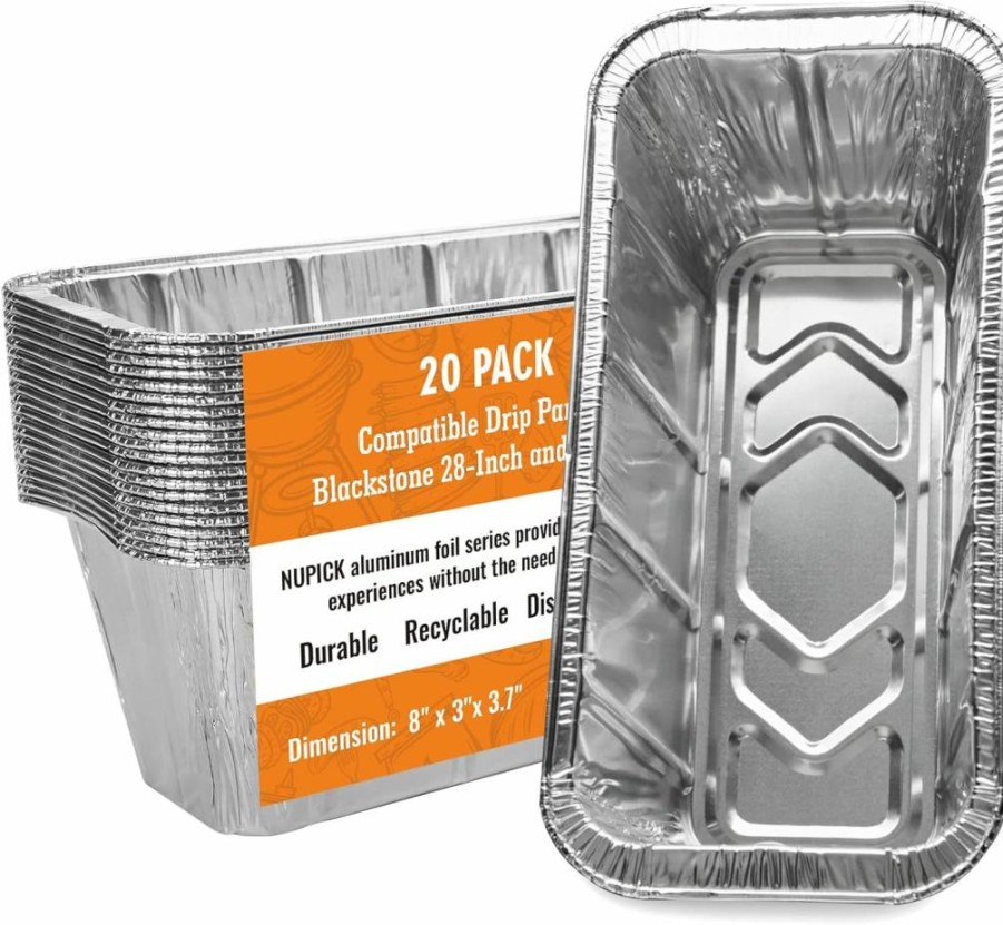 NUPICK 60-Pack Disposable Grease Cup Liners for Blackstone Griddles - Aluminum Foil Drip Pan Liners Fits 17", 22", 28", 30", 36" Models