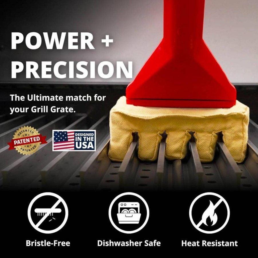 Grill Rescue Bristle-Free BBQ Grill Brush with Replaceable Scraper Head - Durable Stainless Steel & Cast Iron Grate Cleaner - Barbecue Cleaning Tool for Grill Grates