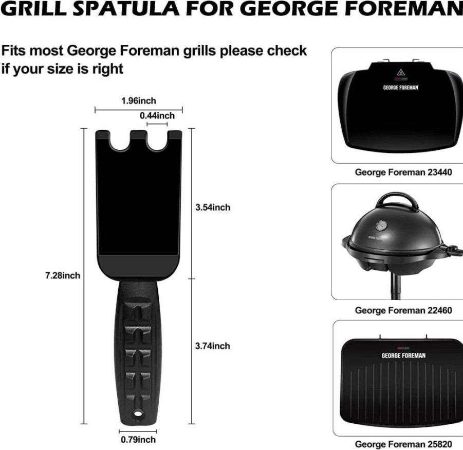 XYK 2-Pack Heat-Resistant Grill Spatula and Scraper Set for George Foreman & Grooved Indoor Grills - Ergonomic Non-Slip Grip Cleaning Tools