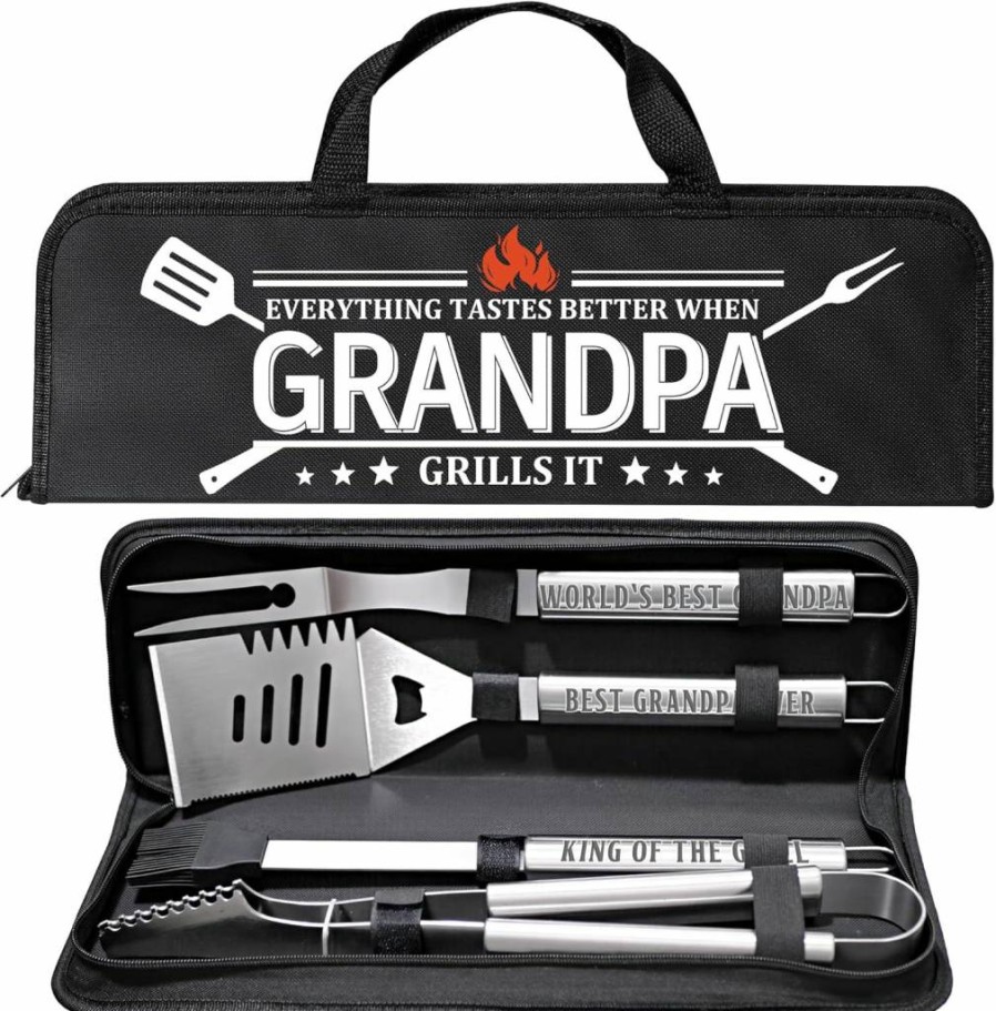 LEWARAN Premium Stainless Steel BBQ Grill Tool Set with Aluminum Case - Heavy Duty Grilling Accessories for Outdoor Cooking, Ideal Father's Day Gift for Men (Black)