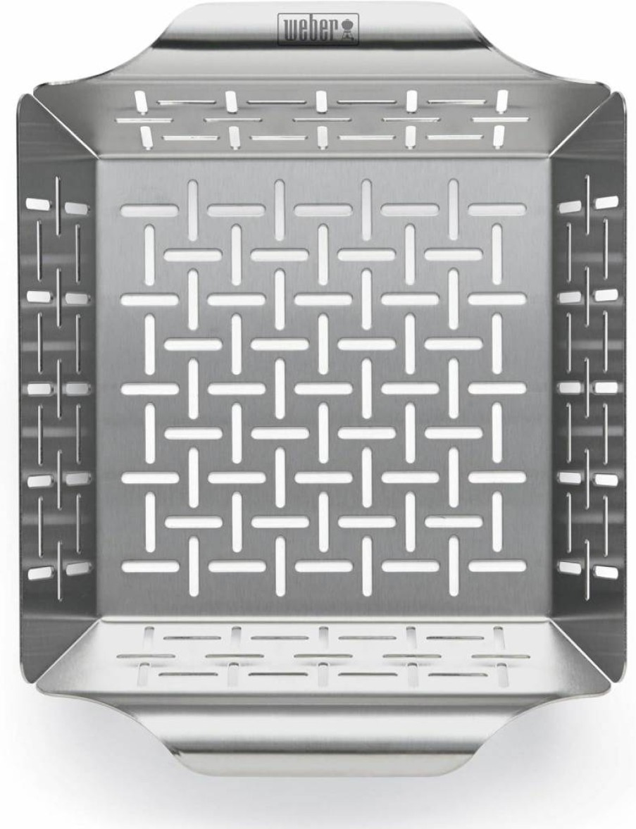 Weber Deluxe Grilling Basket for BBQ - Heavy Duty Stainless Steel Grill Basket with Non-Stick Coating - Perfect for Vegetables, Seafood & More - Fits Most Grills