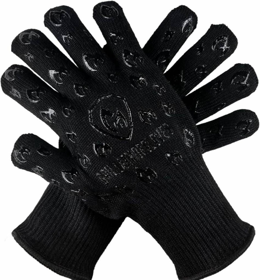 Grill Armor Heat Resistant Oven Gloves - 932°F Extreme Heat & Cut Proof BBQ Mitts for Grilling, Baking, Camping, Fire Pit, and Cast Iron Cooking Accessories