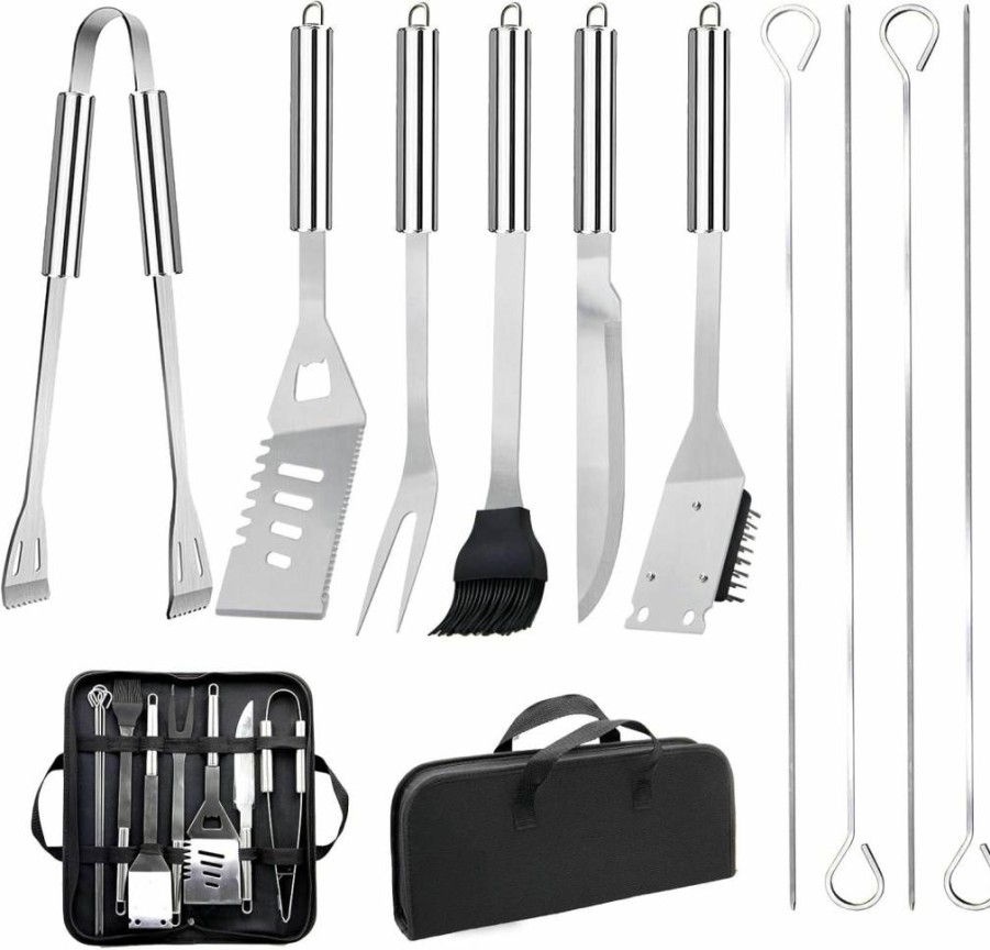 MUYFIO 11-Piece Stainless Steel BBQ Grill Tools Set with Storage Bag – Perfect for Outdoor Grilling, Camping, Backyard, and Father’s Day Gifts