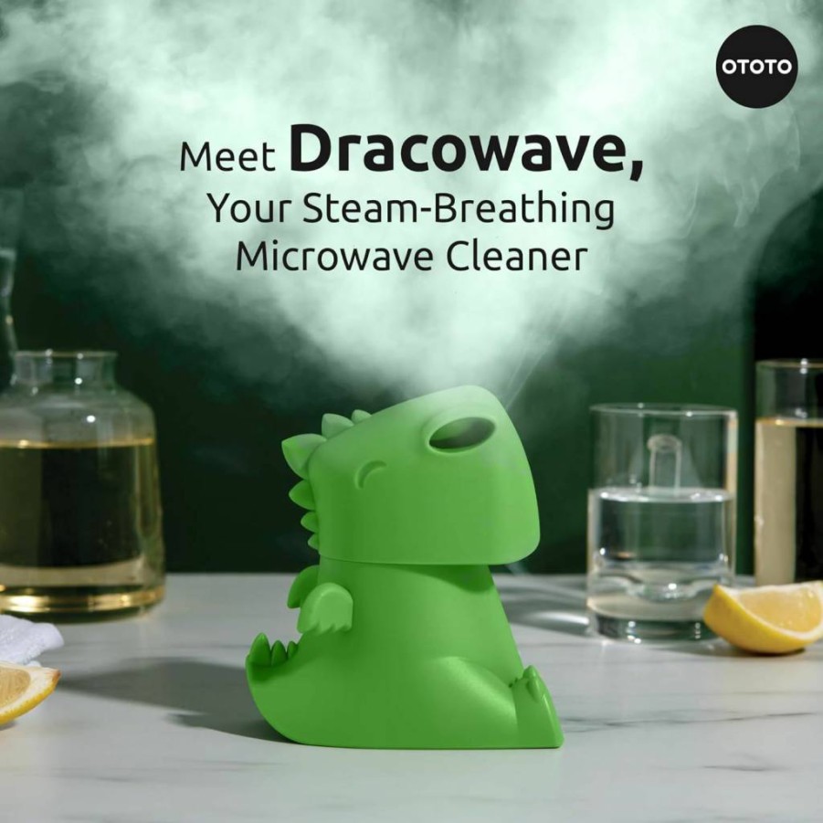 OTOTO Dracowave Microwave Cleaner - Steam Cleaner for Grime with Water & Vinegar - Funny Kitchen Gadgets, Unique White Elephant Gifts, Cute Kitchen Accessories