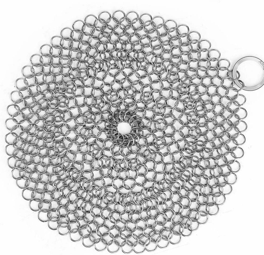 AMAGABELI 316L Stainless Steel Chainmail Scrubber for Cast Iron Pans, Pots, Woks & Grills – 8x6 Inch Rust-Free Cast Iron Cleaner