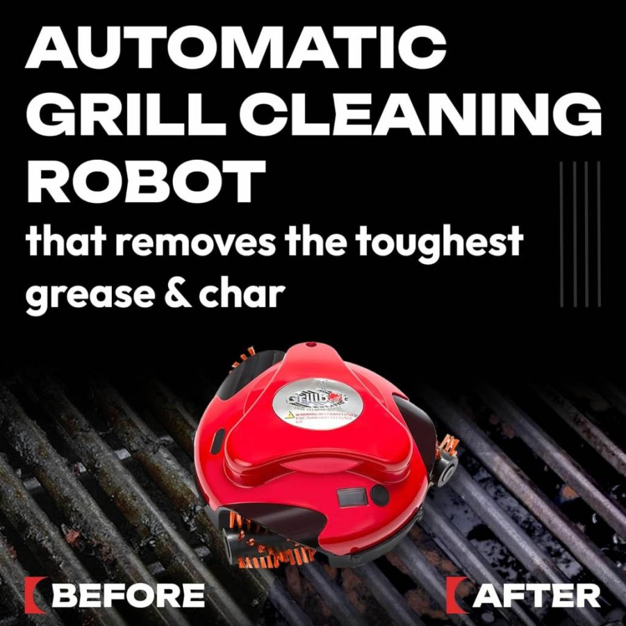 Grillbot Automatic BBQ Grill Cleaner Robot with Nylon Brushes - Red Grill Cleaning Scraper with Carry Case - Grillbot Brand Grill Accessories