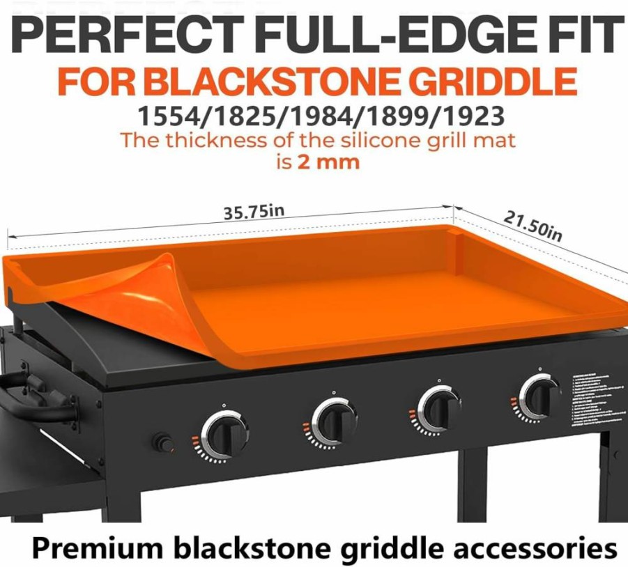 Cadyaw 36 Inch Silicone Griddle Cover Mat for Blackstone Grill - Food-Grade, Full Wrap-Around Protection, Non-Slip Flat Top Cover, Durable Grill Accessories