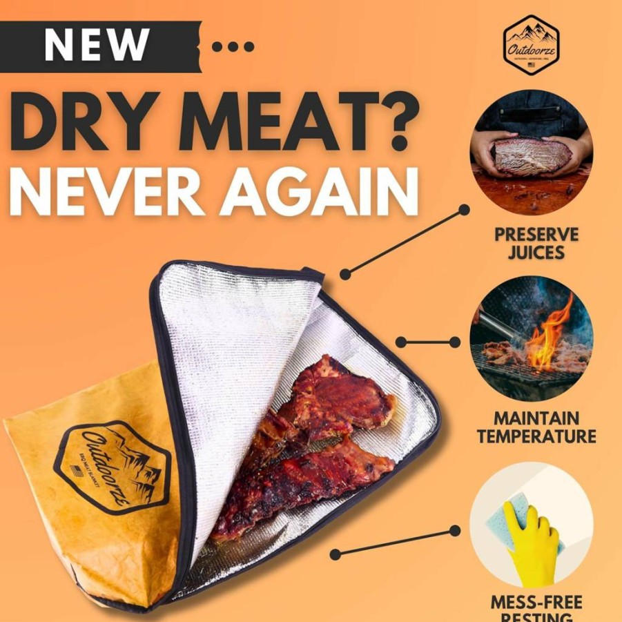 Outdoorze Insulated BBQ Meat Resting Blanket for Brisket, Steak & Beef – Premium Smoker & Grilling Accessories, Ideal Gift for Men
