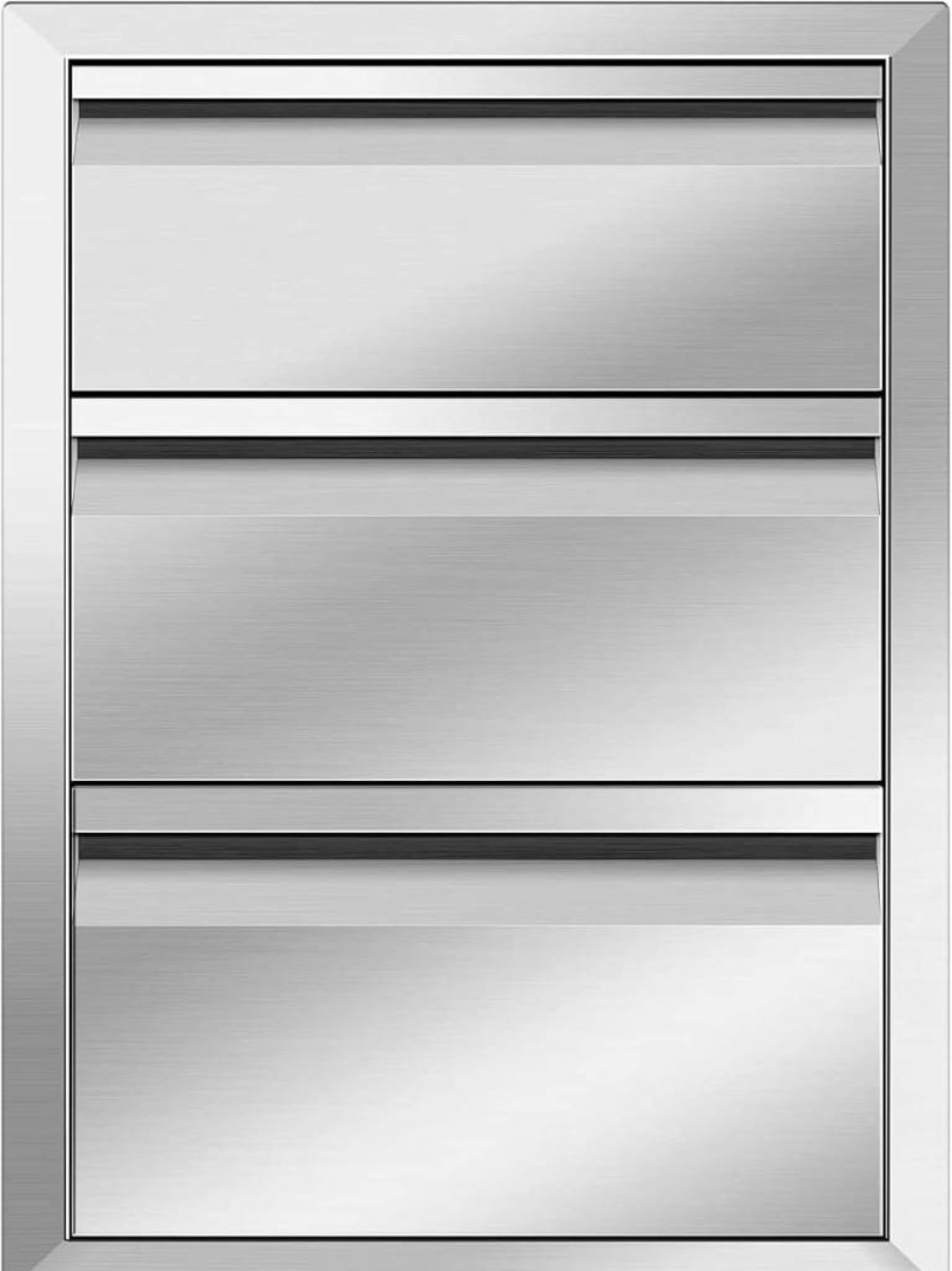 Krafedge 18" Stainless Steel Outdoor Kitchen Drawer - Flush Mount Built-In BBQ Storage for Grill Station & Island (23"D x 24"H)