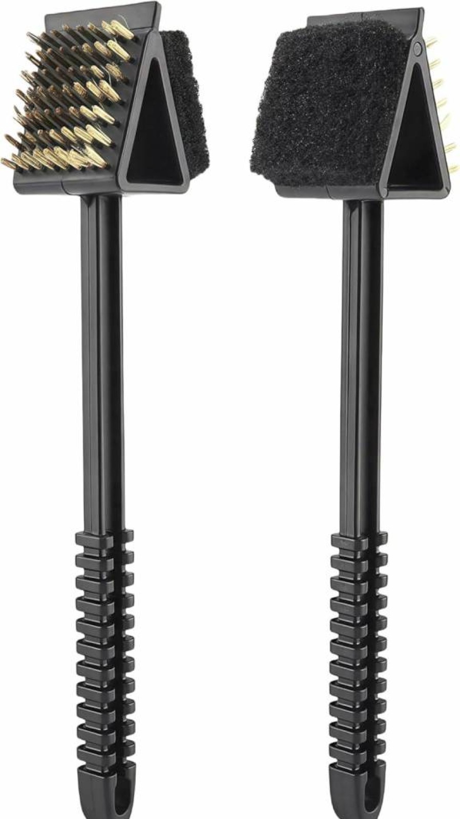 Double-Sided Grill Brush and Scraper Set - 2 Pack Lightweight BBQ Cleaning Tool for Gas & Charcoal Grills - Outdoor Grill Accessories