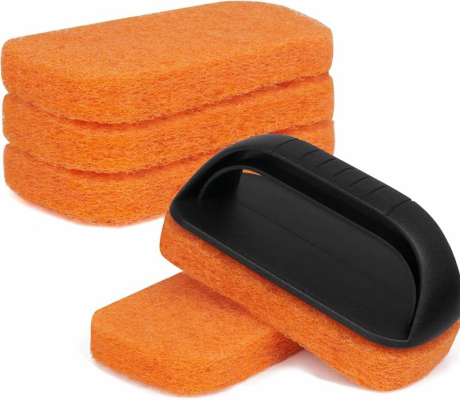 Shinestar 11-Piece Griddle Cleaning Kit for Blackstone & Flat Top Grills - 10 Scrubber Pads with Handle, Durable & Non-Slip Grill Scraper for Efficient Kitchen Maintenance