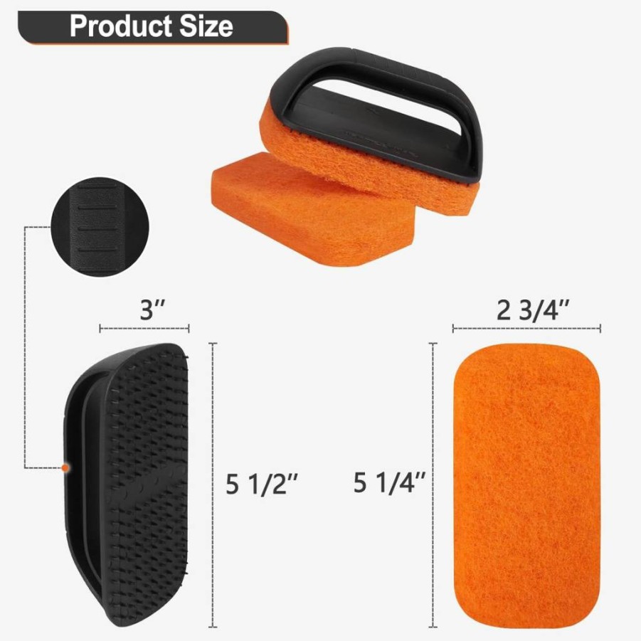 Shinestar 11-Piece Griddle Cleaning Kit for Blackstone & Flat Top Grills - 10 Scrubber Pads with Handle, Durable & Non-Slip Grill Scraper for Efficient Kitchen Maintenance