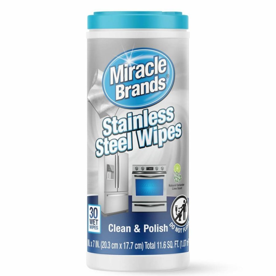 MiracleWipes Stainless Steel Cleaner - Remove Fingerprints & Smudges from Kitchen Appliances (Oven, Fridge, Microwave) - 30 Count