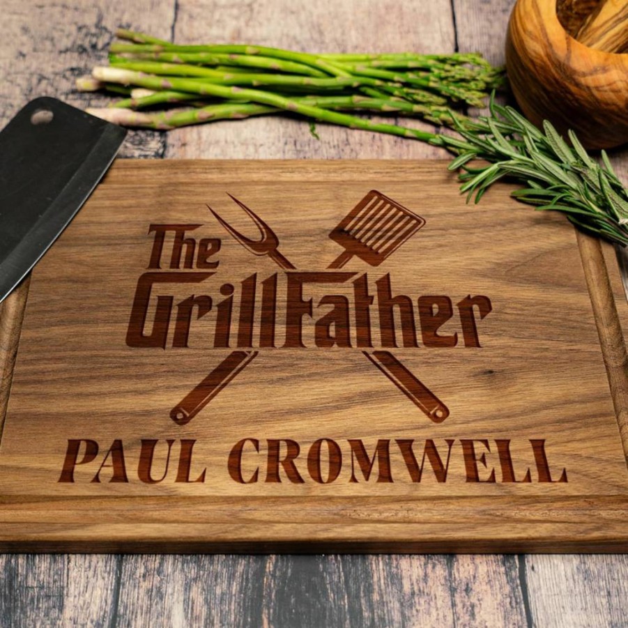 Tayfus Personalized Wood Cutting Board - Custom Fathers Day, Birthday, Anniversary Gift for Dad, Husband, Grandpa - Engraved BBQ, Grilling Gift for Men