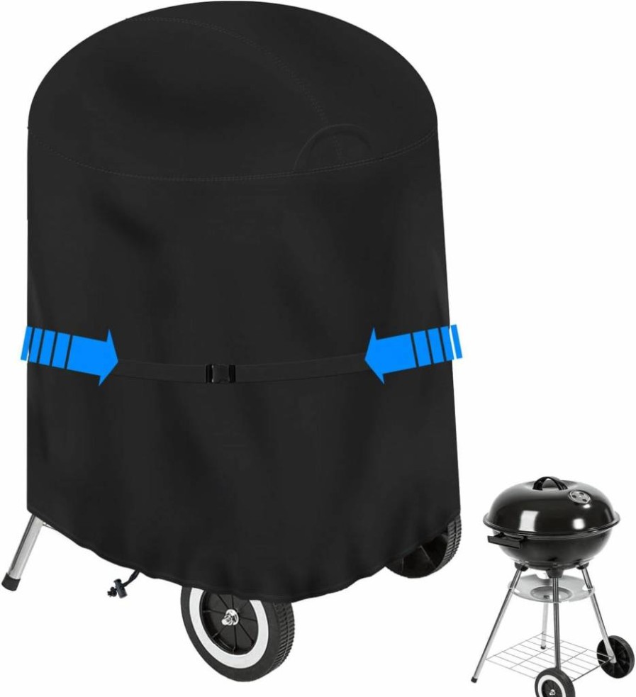 JXXPGG Heavy Duty Waterproof BBQ Grill Cover 30" x 26.7" x 40" for Char-Broil Kettle, Broil Patio Bistro & Outdoor Grills, 600D Polyester Black Protective Cover