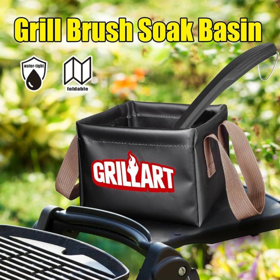 GRILLART Bristle-Free Grill Brush with Steam Cleaning, 2 Replacement Heads for Cast Iron & Stainless Steel Grates – Ultra Safe BBQ Cleaner for Outdoor Gas Charcoal Grills