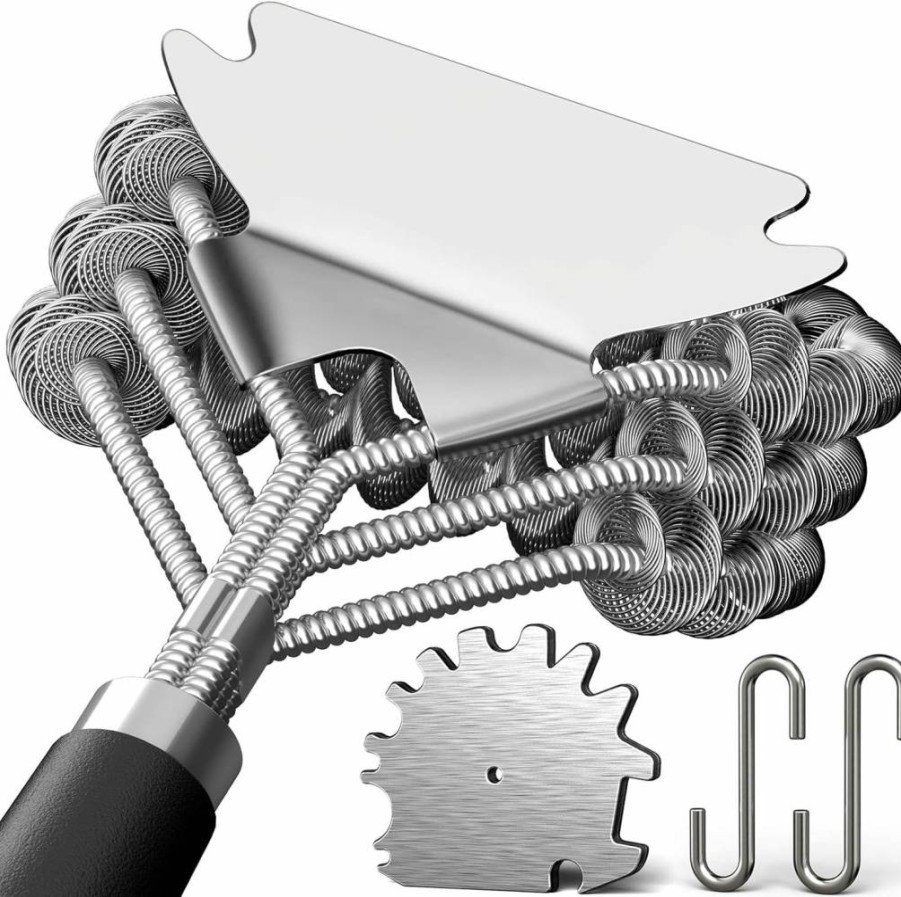 Weetiee Life Bristle-Free Stainless Steel BBQ Grill Brush with 3D Scraper – Universal Grill Cleaner Tool