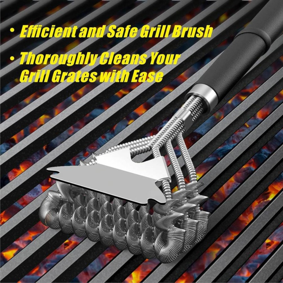 Weetiee Life Bristle-Free Stainless Steel BBQ Grill Brush with 3D Scraper – Universal Grill Cleaner Tool