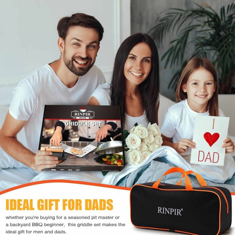 RINPIR 42-Piece Blackstone Griddle Accessories Kit - Professional Hibachi Spatula Set with Burger Press, Melting Dome & Extra-Large Spatulas for Outdoor BBQ, Teppanyaki & Flat Top Grill Cooking