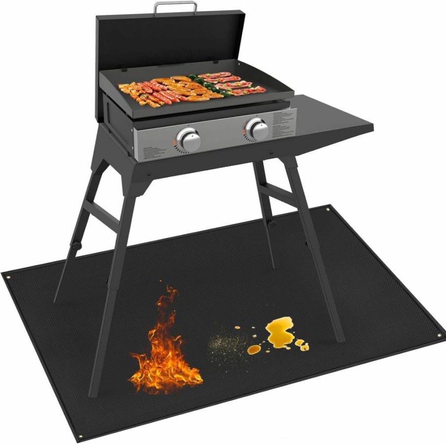 TOHONFOO 0.6mm Fireproof Grill Mat for Blackstone 28" & 36" Griddle - 70" x 48" Heavy Duty Non-Stick Outdoor Cooking Mat, Deck Protector & Griddle Accessories