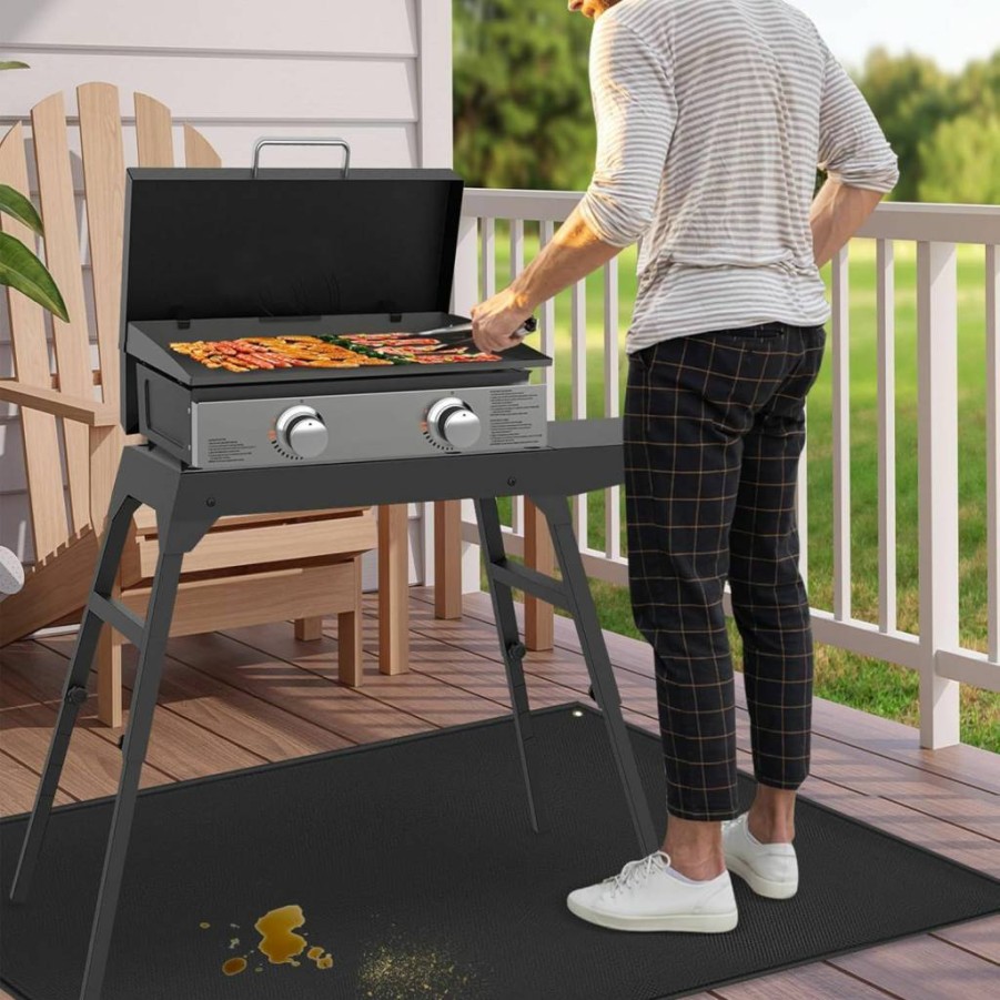 TOHONFOO 0.6mm Fireproof Grill Mat for Blackstone 28" & 36" Griddle - 70" x 48" Heavy Duty Non-Stick Outdoor Cooking Mat, Deck Protector & Griddle Accessories