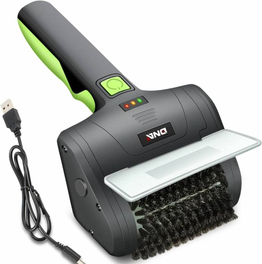 DNA MOTORING Rechargeable Cordless Electric Grill Cleaning Brush with Type-C Charging, Green/Black Scrubber for Outdoor BBQ
