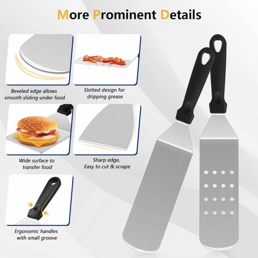 Joyfair 18-Piece Stainless Steel Griddle Accessories Kit with Basting Cover, Burger Press & Spatulas for BBQ, Teppanyaki, Hibachi Outdoor Cooking