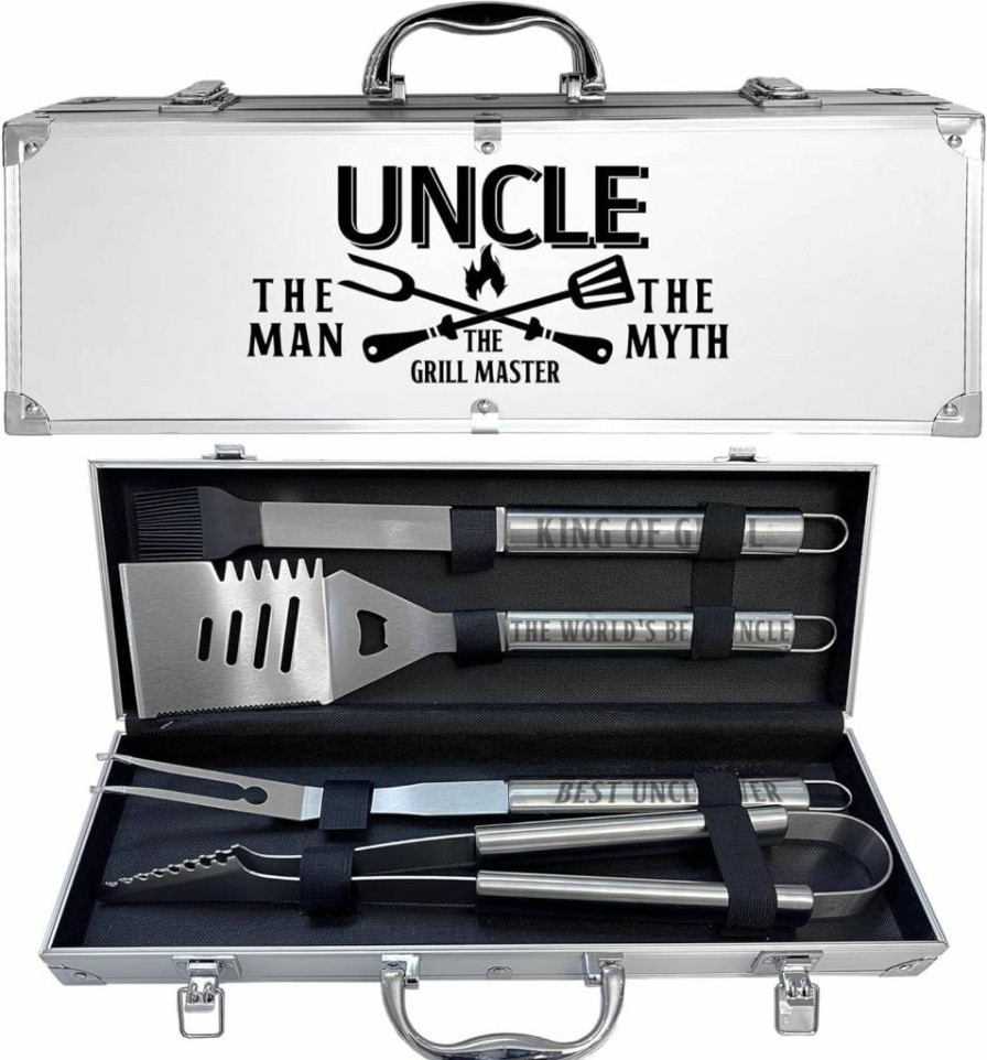 JNDJE Heavy Duty Stainless Steel BBQ Grill Utensils Set - Non-Slip Handle, Perfect Father's Day Gift for Dad from Daughter or Son, Backyard Grilling Accessories Kit for Birthday