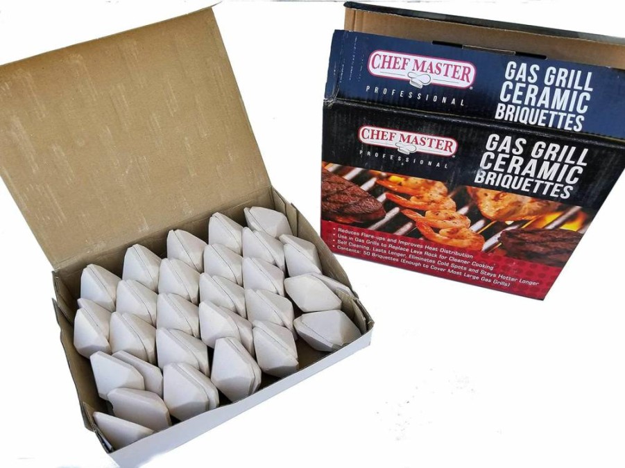 Chef Master Ceramic Gas Grill Briquettes – Self-Cleaning Replacement for Lava Rocks, Cleaner BBQ Cooking, Durable Grill Accessories for Gas Grills
