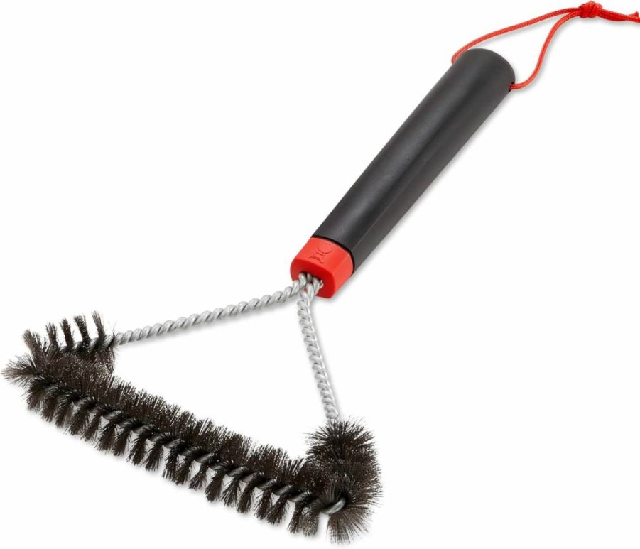 Weber 12-Inch Heavy-Duty 3-Sided BBQ Grill Brush for Effective Cleaning