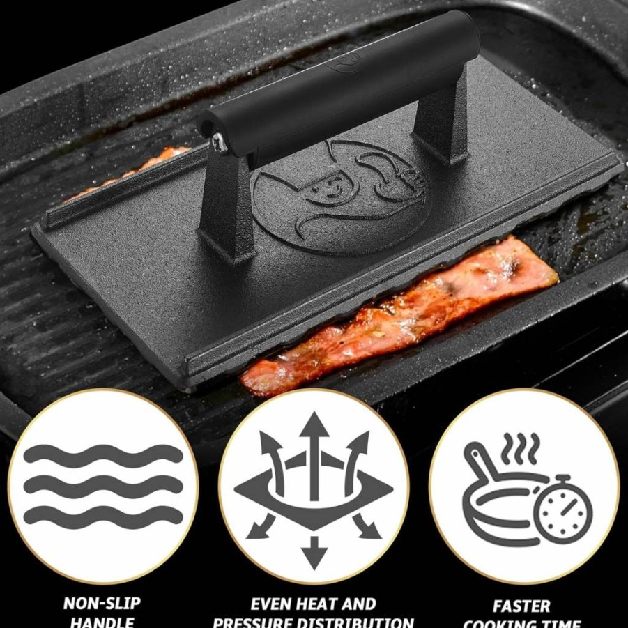 Gourmet Easy 2Lb Stainless Steel Burger Press - Heat Resistant Handle, Dishwasher Safe Smash Burger Smasher for Griddle, Flat Top Grill, and Hamburger Cooking