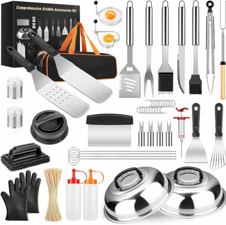 Yekale 135-Piece Professional Griddle Accessories Kit for Blackstone & Camp Chef - Grill Tools Set with Spatula, Scraper, Tongs, Basting Cover, Bottle & Egg Ring for BBQ Cooking