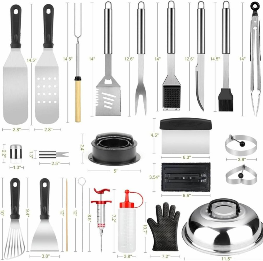 Yekale 135-Piece Professional Griddle Accessories Kit for Blackstone & Camp Chef - Grill Tools Set with Spatula, Scraper, Tongs, Basting Cover, Bottle & Egg Ring for BBQ Cooking