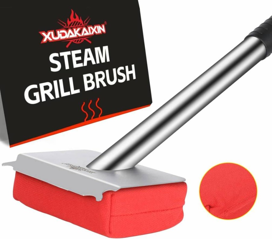 XUDAKAIXIN Bristle-Free Steam Grill Brush - Ultra Safe & Efficient BBQ Cleaner with Replaceable Scraper Head, Outdoor Grill Cleaning Tool, Ideal Gift for Men & Dad