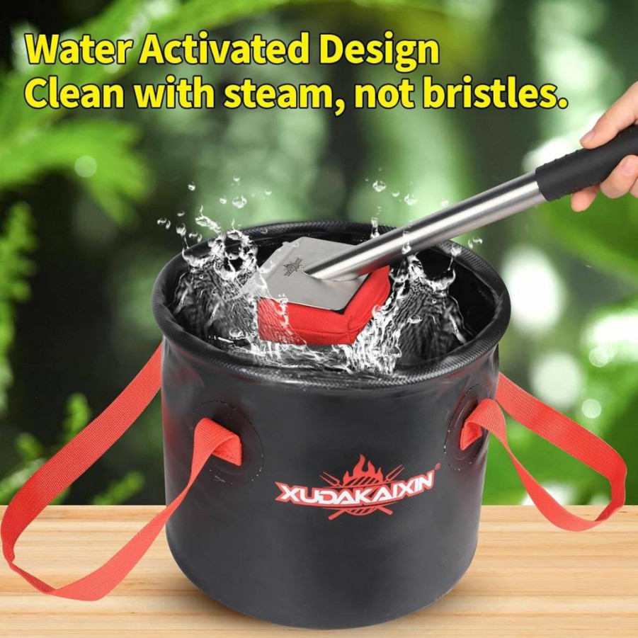 XUDAKAIXIN Bristle-Free Steam Grill Brush - Ultra Safe & Efficient BBQ Cleaner with Replaceable Scraper Head, Outdoor Grill Cleaning Tool, Ideal Gift for Men & Dad