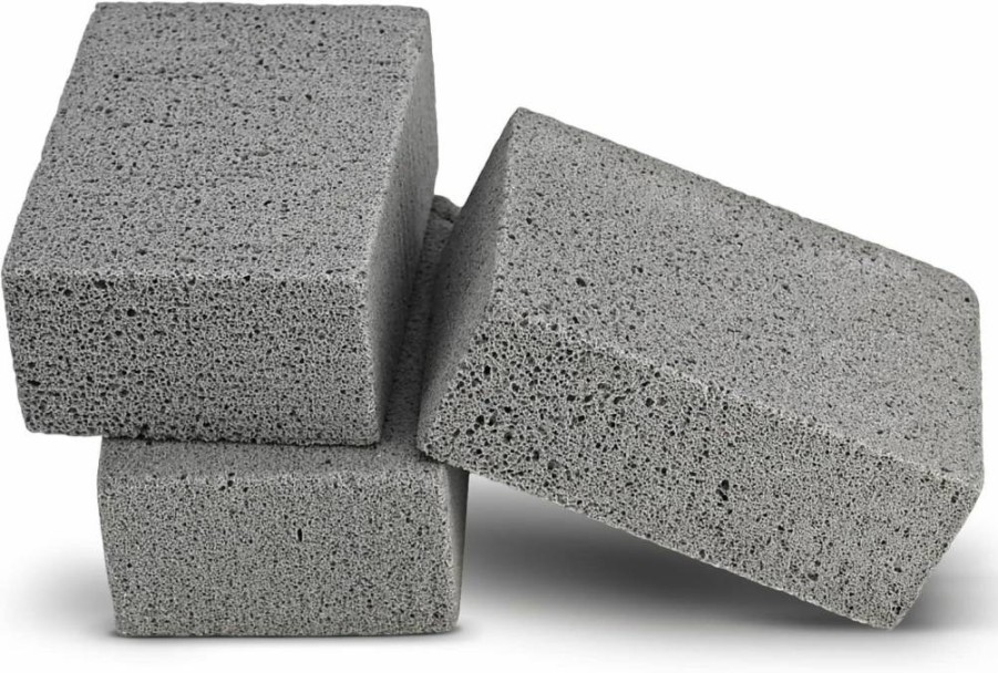 MARYTON Grill Cleaning Stone Kit - 3-Pack Pumice Brick for BBQ, Griddle, Stove Stain & Grease Removal, Heavy-Duty Scrubber for Grills