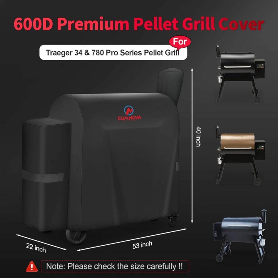 Comnova Grill Cover for Traeger Pro 22 & 575 Series - Heavy Duty 600D Waterproof Smoker Cover for Traeger, Z Grills 550B - M Comnova Outdoors Premium BBQ Protection