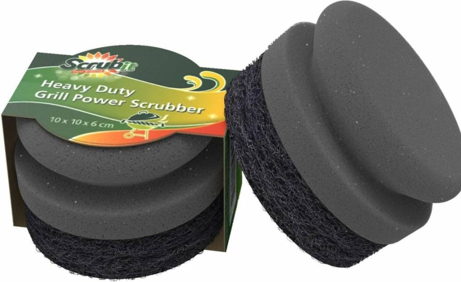 SCRUBIT Grill Cleaning Brush 2 Pack - Bristle-Free BBQ Cleaner with Heavy Duty Scrubber Pad, Safe for Cast Iron & Griddles, Ideal for Gas & Charcoal Grills