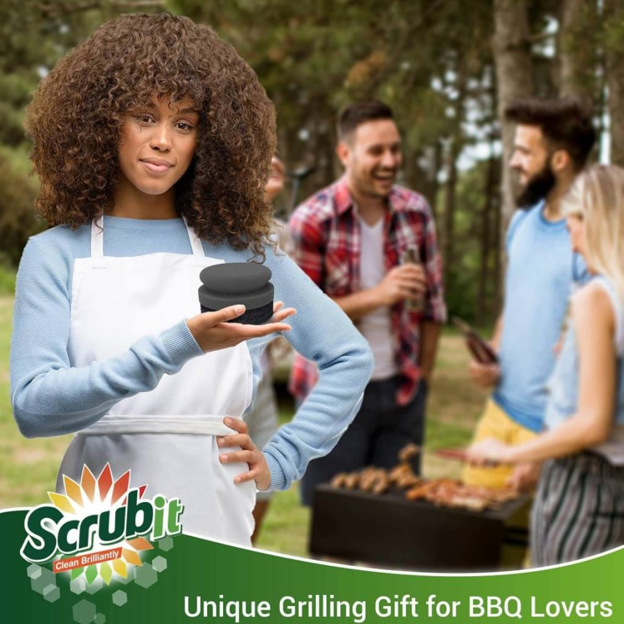 SCRUBIT Grill Cleaning Brush 2 Pack - Bristle-Free BBQ Cleaner with Heavy Duty Scrubber Pad, Safe for Cast Iron & Griddles, Ideal for Gas & Charcoal Grills