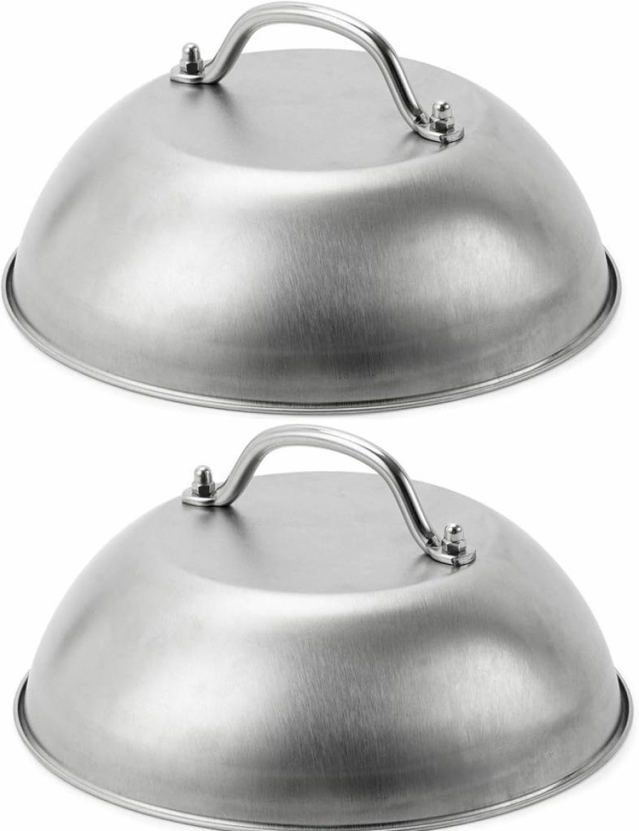 ZBXFCSH 9-Inch Stainless Steel Griddle Dome Lid for Blackstone 5555 – Commercial Grade Cheese Melting & Steaming Cover, 0.6mm Thickness, Fits Flat Top Grills – Set of 2