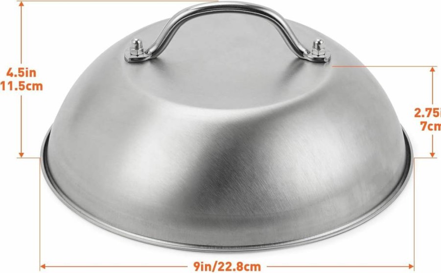 ZBXFCSH 9-Inch Stainless Steel Griddle Dome Lid for Blackstone 5555 – Commercial Grade Cheese Melting & Steaming Cover, 0.6mm Thickness, Fits Flat Top Grills – Set of 2