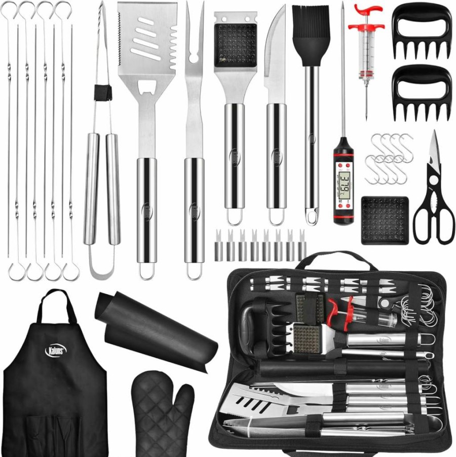 Kaluns Stainless Steel BBQ Grill Set with Storage Case – Heavy Duty Grilling Accessories for Outdoor Cooking, Perfect Gift for Dad & Men on Father’s Day